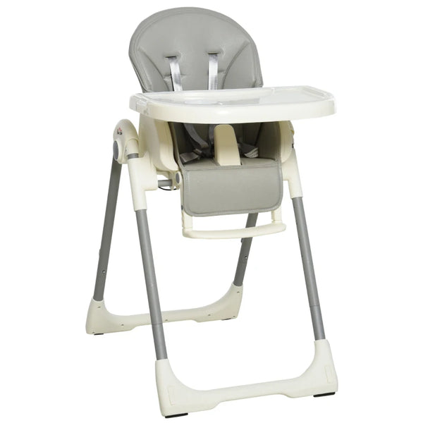 Grey Foldable PU Highchair for Babies