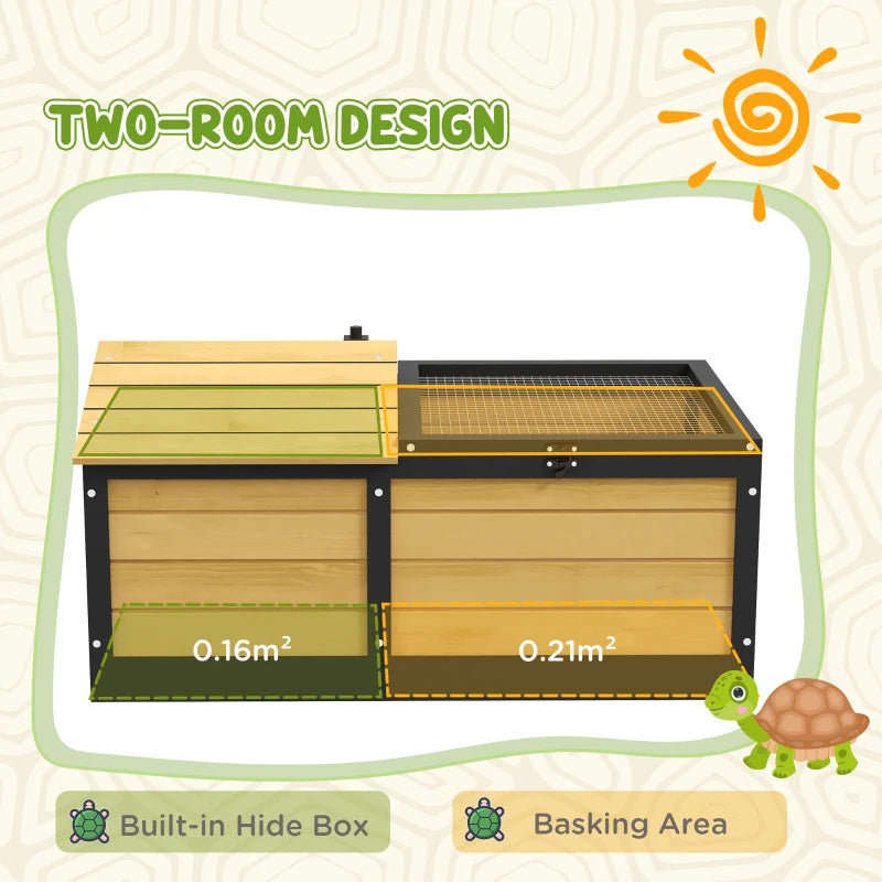 Yellow Wooden Tortoise Shelter with Hide Den and Run