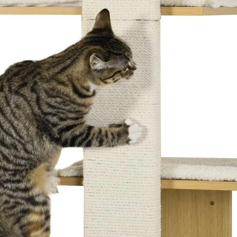 Oak Cat Climber with Cushions and Scratching Board