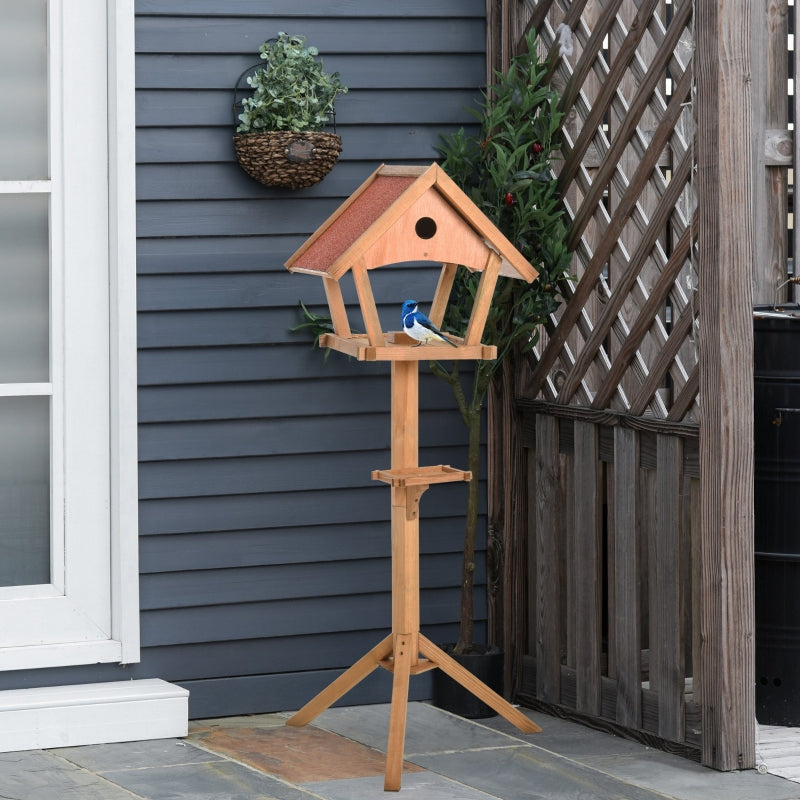 Wooden Garden Bird Feeder Stand, Weather Resistant, 49x45x139cm, Natural