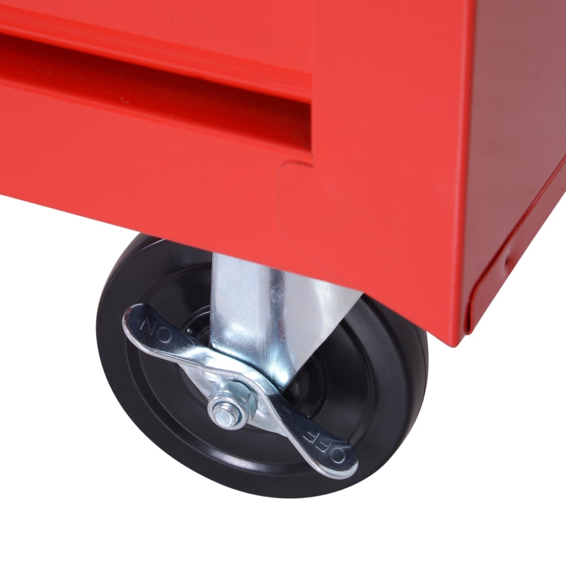 Red 7-Drawer Roller Tool Cabinet Storage Chest with Wheels