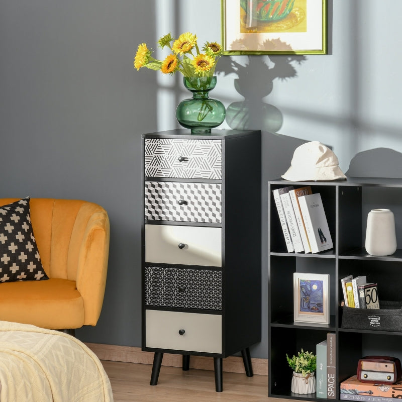 5-Drawer Wooden Dresser for Bedroom and Living Room Storage