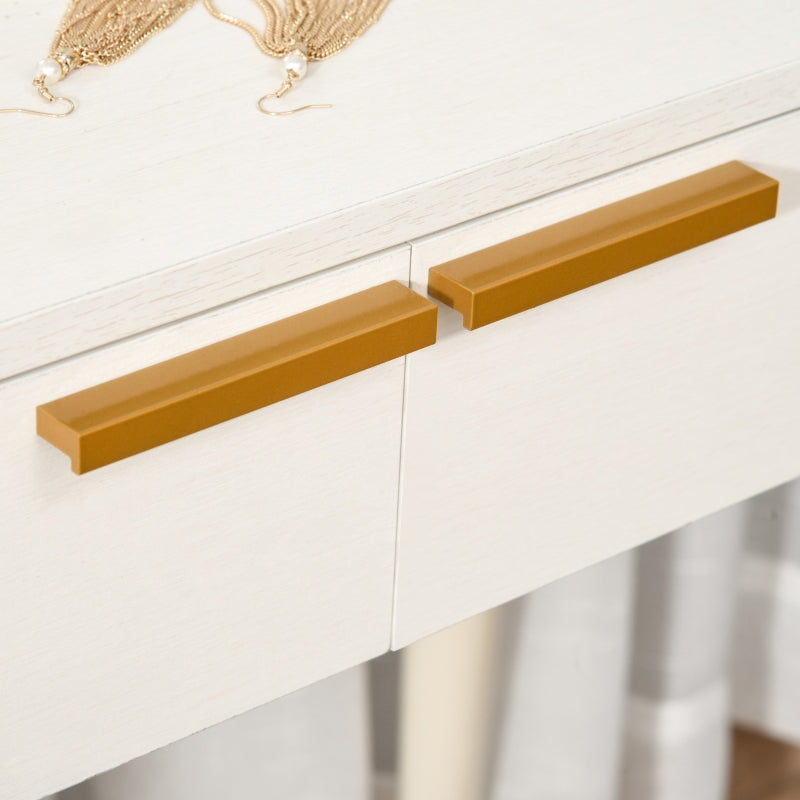 White Round Mirror Dressing Table with Drawers