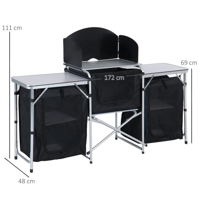 Portable Camping Kitchen with Heat-Resistant Tabletops - Blue