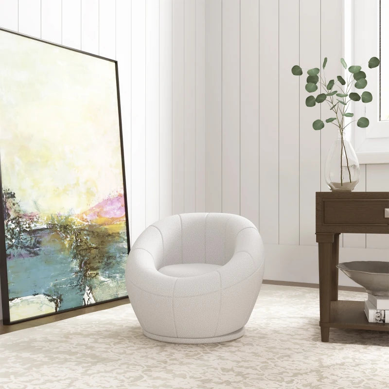 White Swivel Upholstered Accent Chair for Home