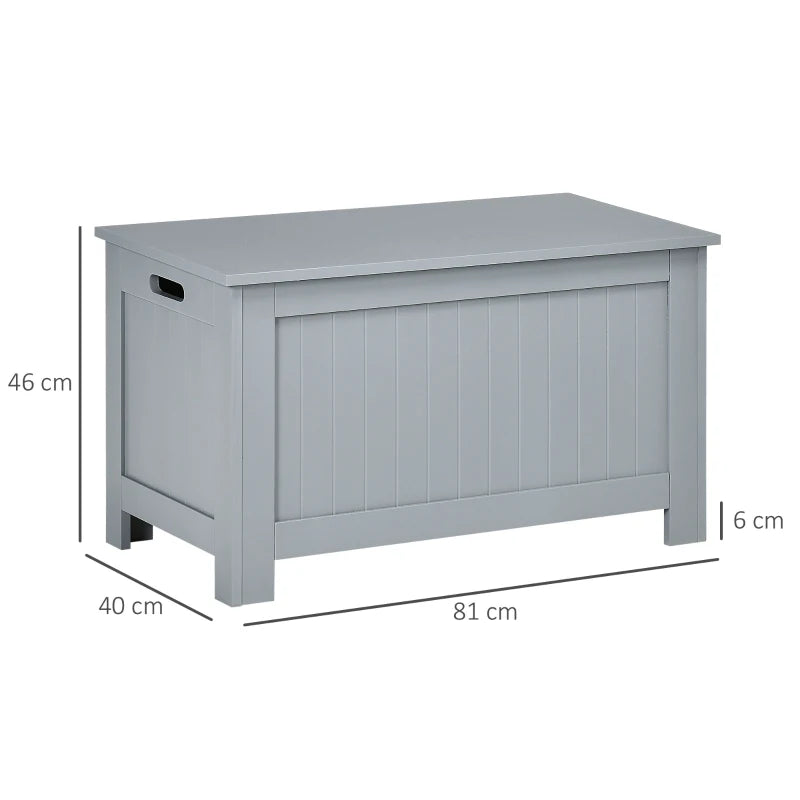 Grey Toy Chest Storage Box with Lid & Safety Hinges