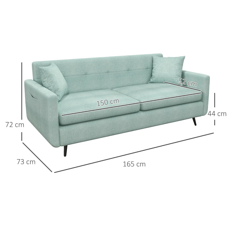 Blue Fabric 2 Seater Sofa with Storage Pockets