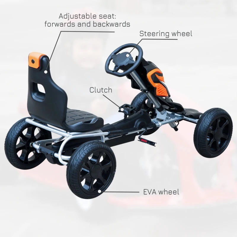 Orange/Black Kids Pedal Go Kart with Braking System