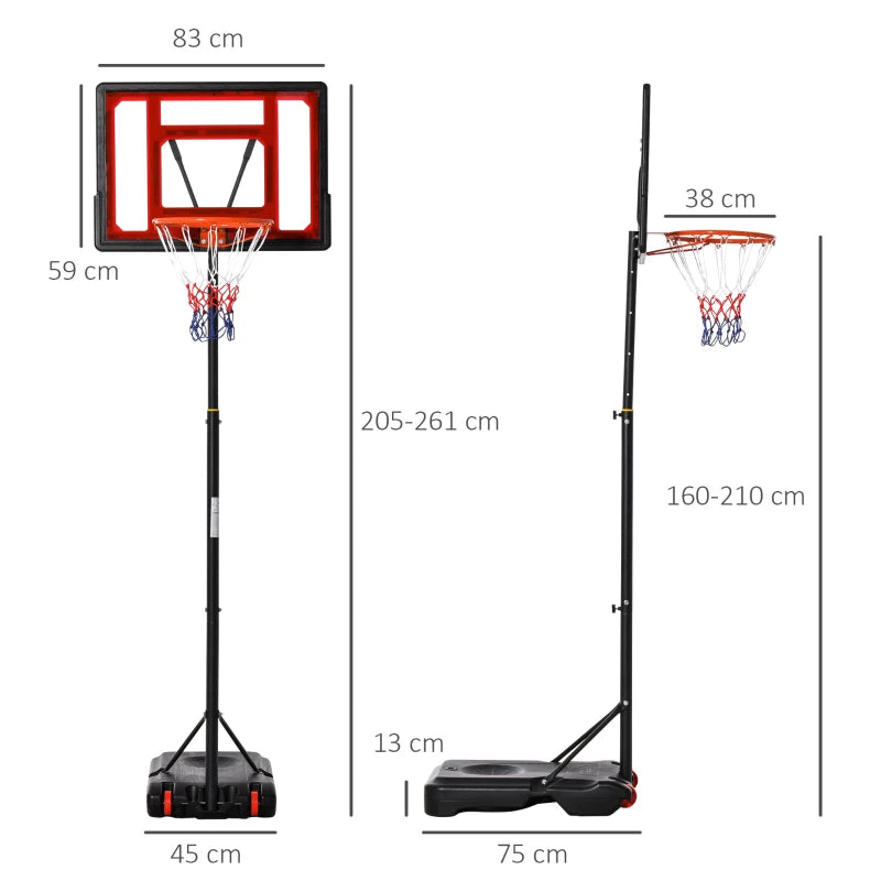 Adjustable Height Portable Basketball Hoop Stand with Sturdy Rim and Large Wheels - Black