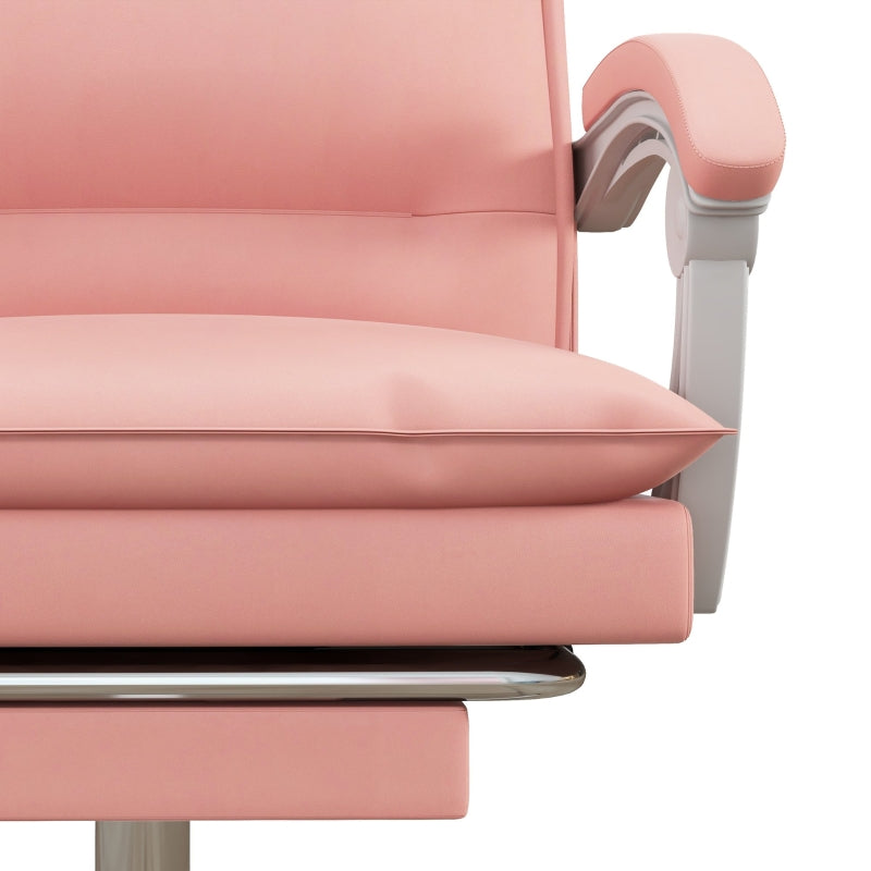 Vinsetto Pink Massage Office Chair with Heat and Footrest