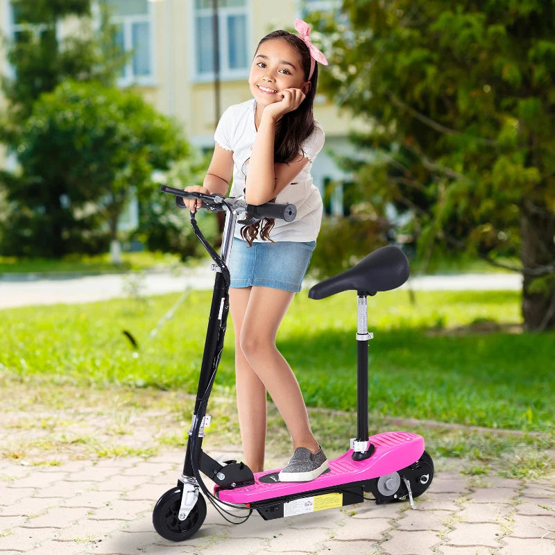 Kids Pink Foldable Electric Scooter with Brake and Kickstand