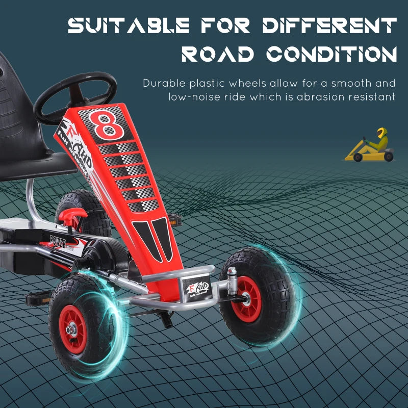 Red Pedal Go Kart with Adjustable Seat and Handbrake