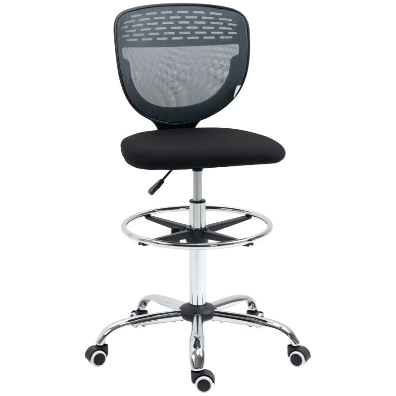 Grey Mesh Drafting Chair with Lumbar Support