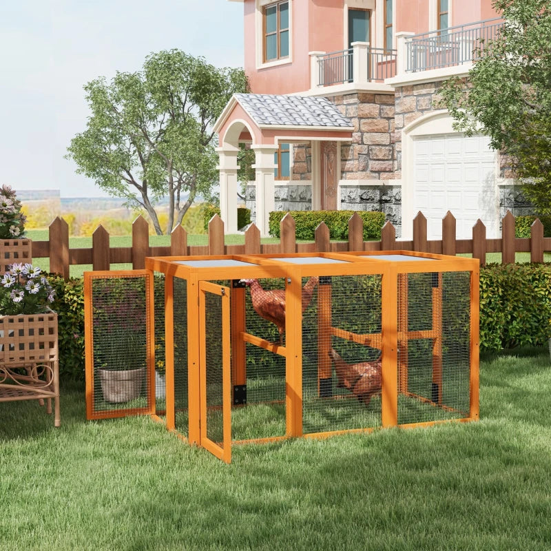 Orange Wooden Chicken Coop with Combinable Design, 80x140x84.5cm