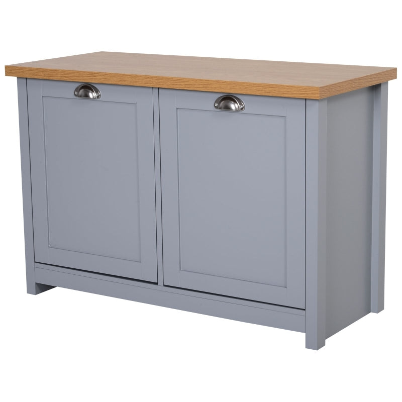 Grey Shoe Cabinet with 2 Doors and Shelf - Entryway Storage Organizer