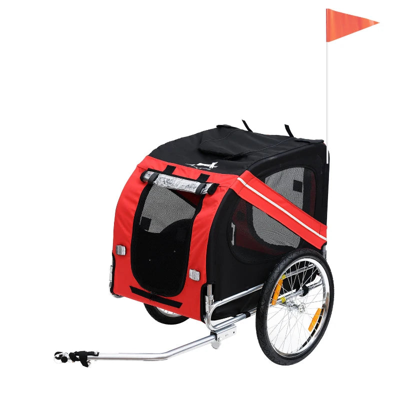 Steel Frame Pet Bicycle Trailer - Red/Black