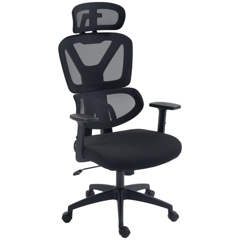 Black Mesh Office Chair with Lumbar Support & Swivel Wheels