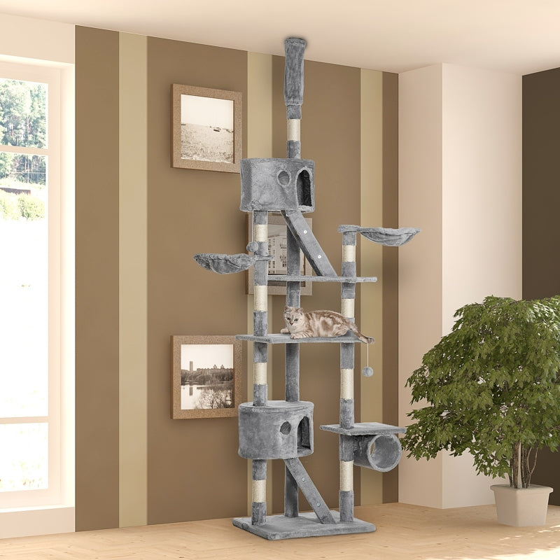 Adjustable Floor-to-Ceiling Cat Tree - Light Grey