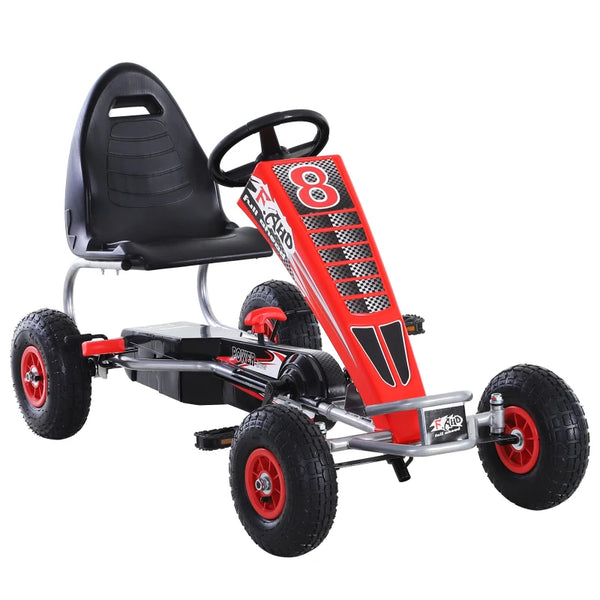 Red Pedal Go Kart with Adjustable Seat and Handbrake