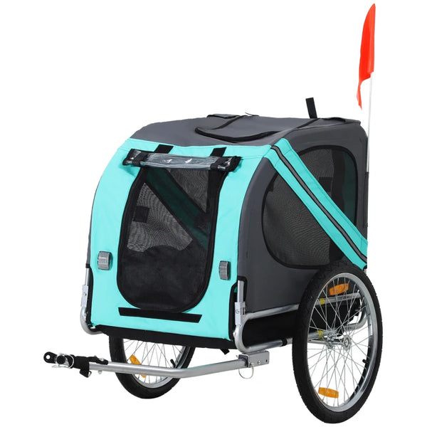 Foldable Pet Bike Trailer for Bicycle Travel - Light Blue/Grey