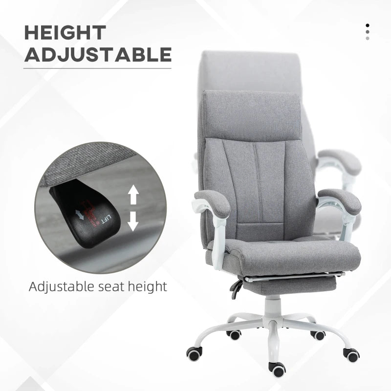 Grey Ergonomic Office Chair with Reclining Back and Footrest