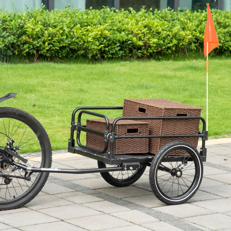 Black Steel Bike Trailer with Triple Safety and Suspension