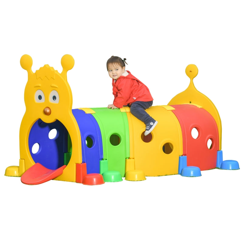 Multicoloured Kids Caterpillar Play Tunnel - Indoor/Outdoor, Ages 3-6