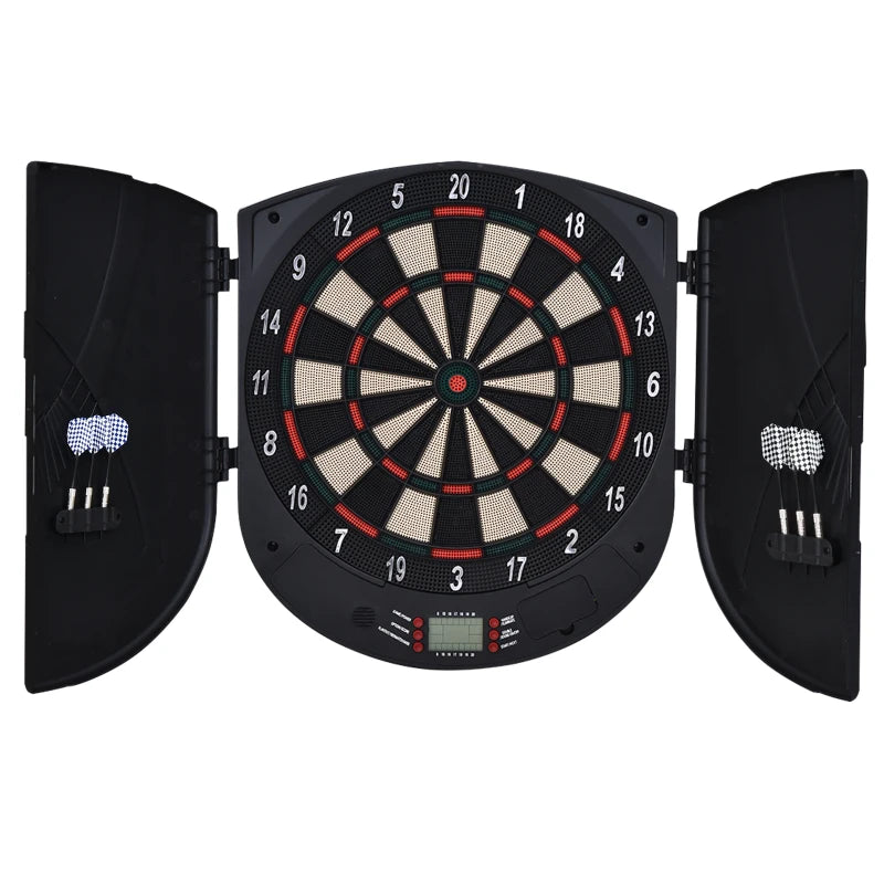 Electronic Dartboard Set with Cabinet - 26 Games, 185 Variations, 6 Darts - Multi-Game Ready