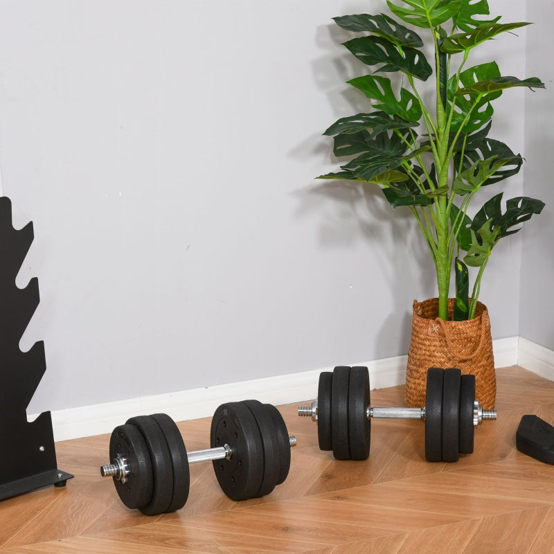 Adjustable 30KG Black Dumbbells Set for Home Gym Fitness