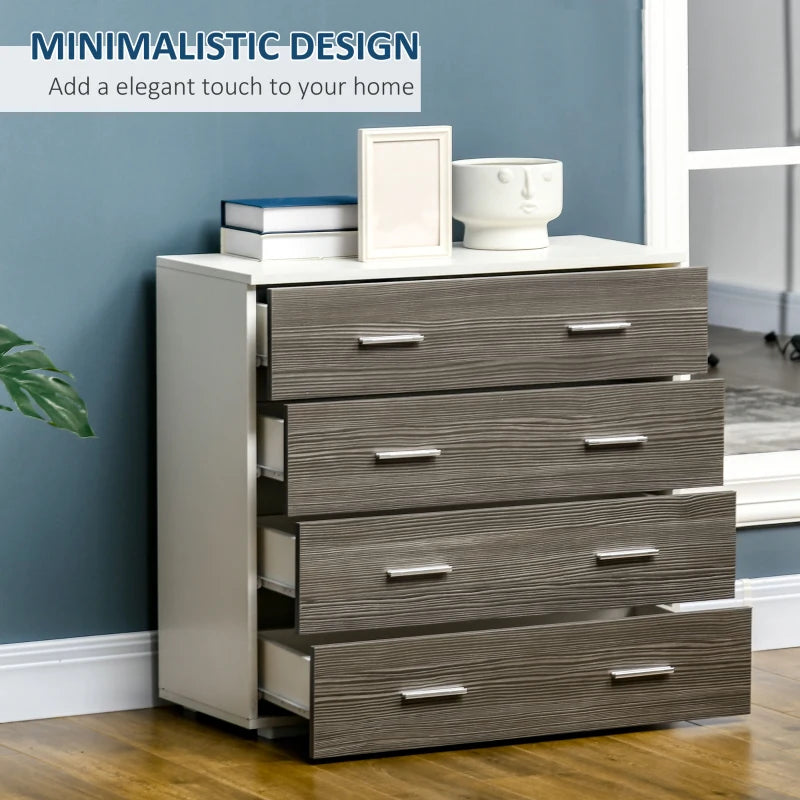 Grey 4-Drawer Storage Dresser for Bedroom and Living Room