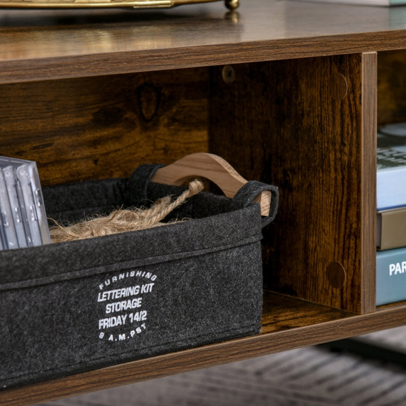 Brown Extendable Lift-Top Coffee Table with Hidden Storage Drawer