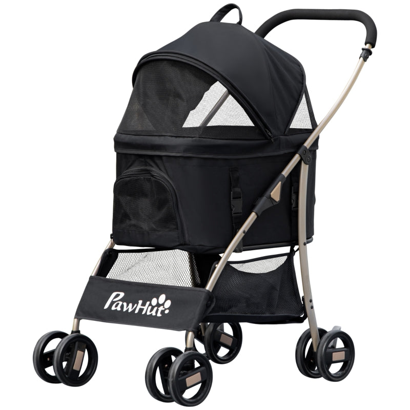 Black 3-in-1 Detachable Pet Stroller for Extra Small and Small Dogs