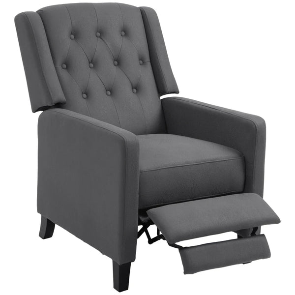 Deep Grey Wingback Recliner Chair with Leg Rest