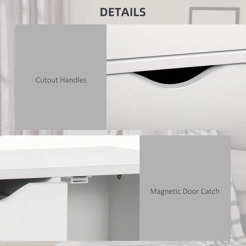 White Freestanding Bathroom Storage Cabinet with 4 Drawers and Door