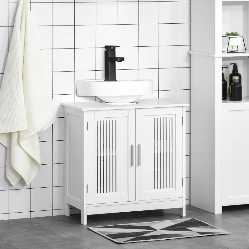 White Under Sink Bathroom Cabinet with 2 Doors