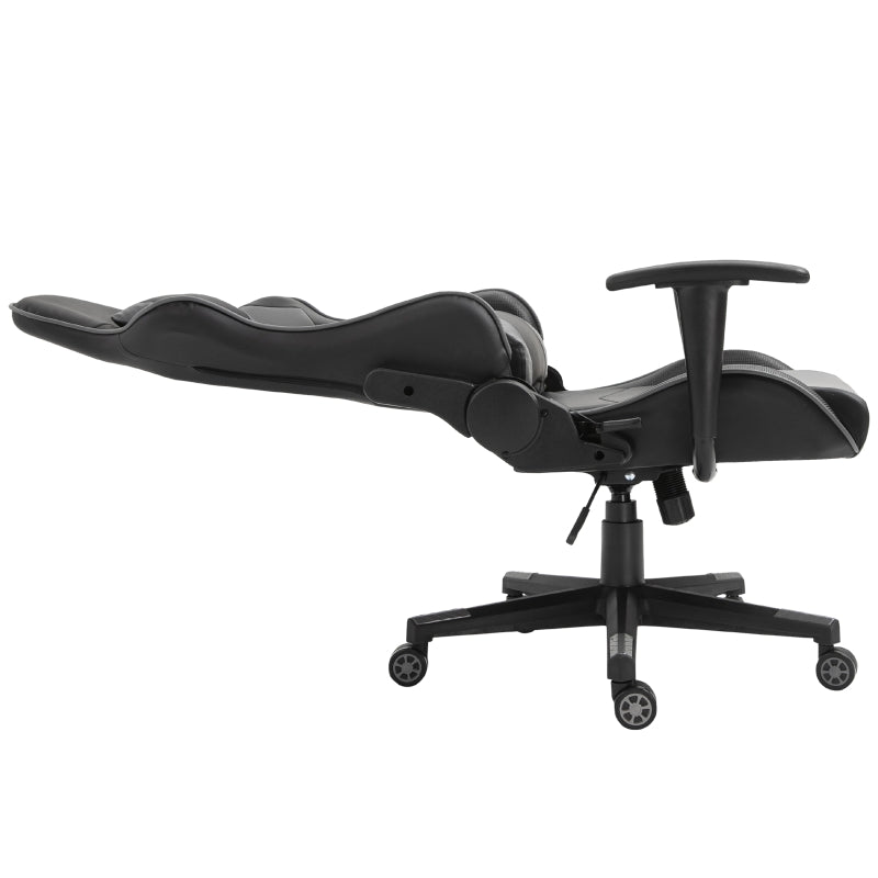 Black High Back Gaming Chair with Head Pillow and Lumbar Support