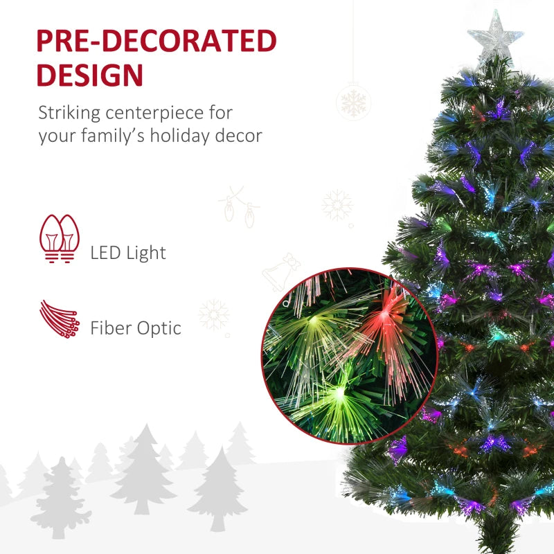 4FT Multicoloured Fibre Optic Christmas Tree with Pre-Lit Modes