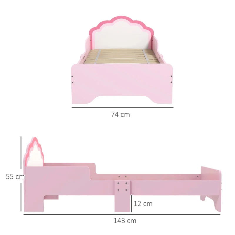 Princess Cloud Toddler Bed Frame - Pink, 143 x 74 x 55cm