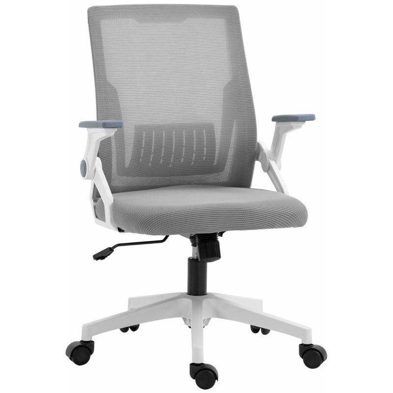 Grey Mesh Office Chair with Lumbar Support & Swivel Wheels