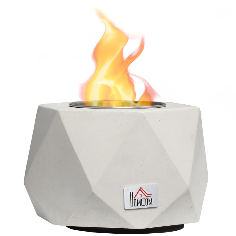 Grey Concrete Tabletop Fire Bowl - Indoor Alcohol Fueled Mini Fire Pit