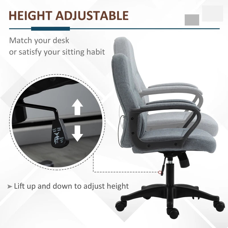 Grey Fabric Office Chair with Massage Lumbar Support