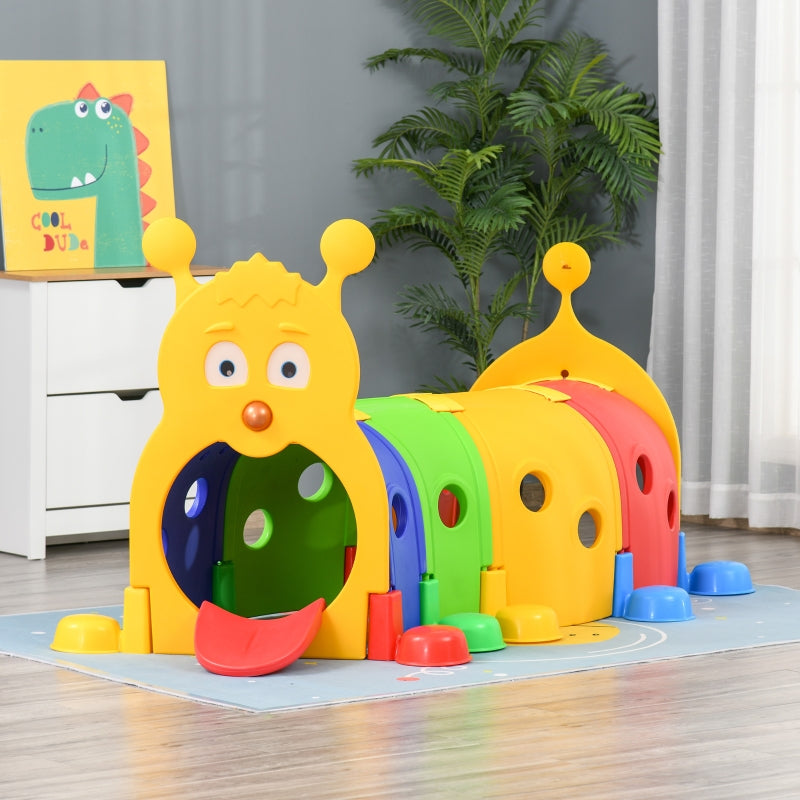 Multicoloured Kids Caterpillar Play Tunnel - Indoor/Outdoor, Ages 3-6