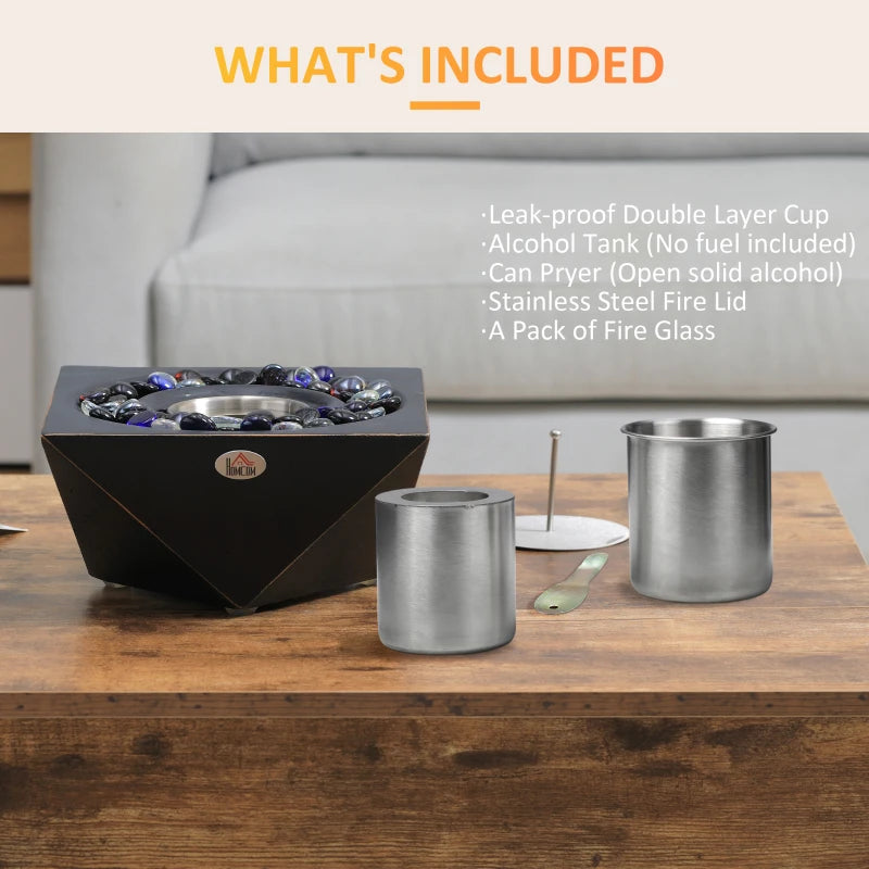 Black Concrete Tabletop Bioethanol Fireplace - 0.4L Tank