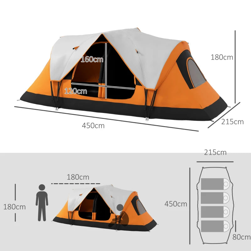 Orange 6-Person Tent with 2 Rooms, Rainfly & Accessories