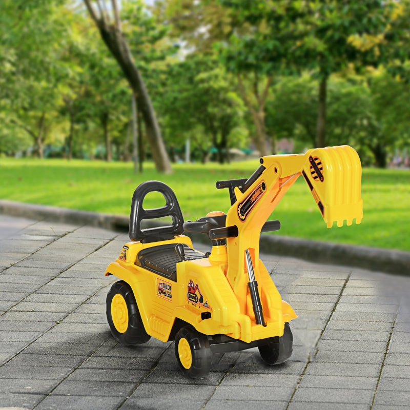 Yellow Kids Ride-On Tractor Cart with Storage & Horn