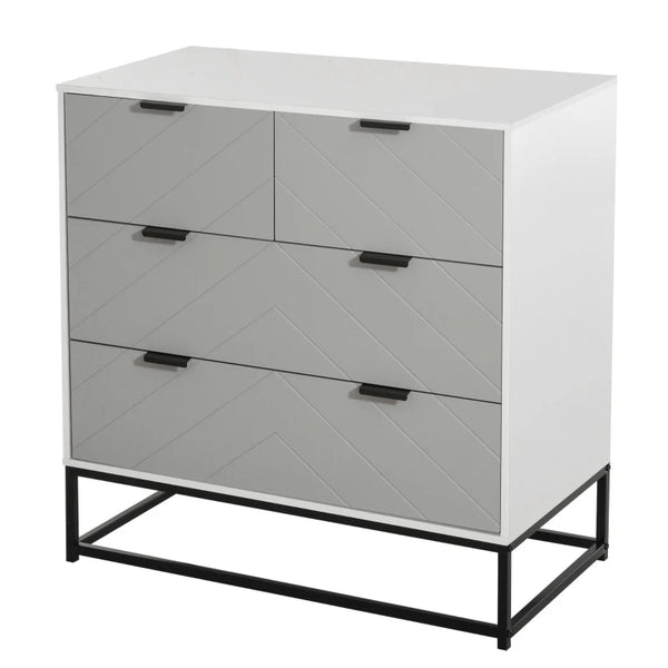 Modern White Chest of Drawers with Metal Handles