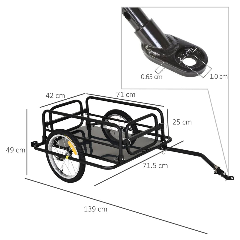 Black Steel Frame Bike Cargo Trailer with Hitch