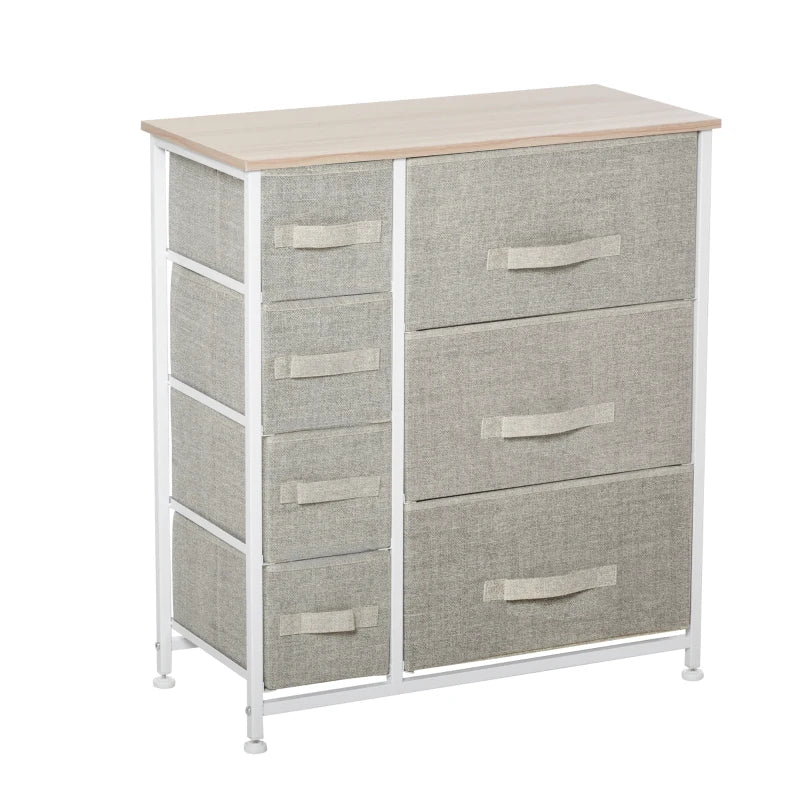 Vertical 7-Drawer Linen Storage Cabinet - White/Light Grey