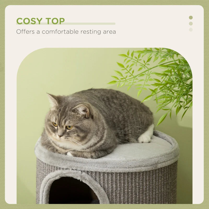 Light Grey Cat Climbing Frame with Sisal Cover and Cozy Platform