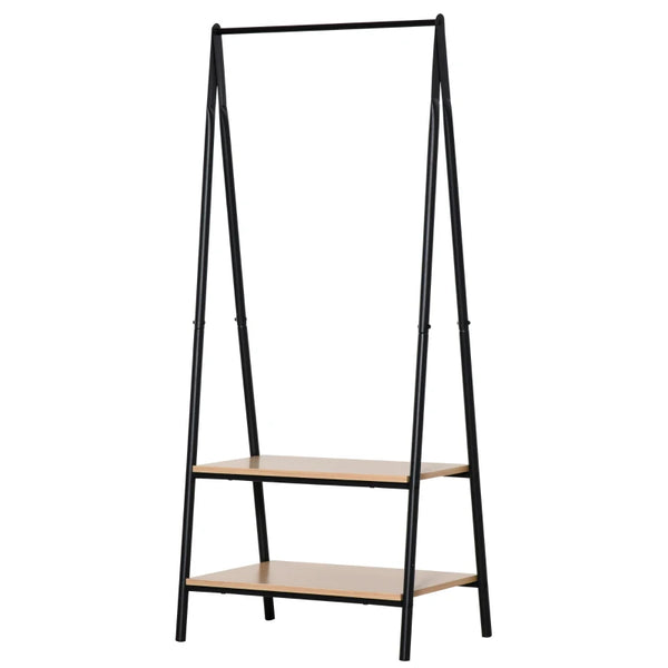 Black Metal Clothes Rack with 2 Tier Shelves, 64 x 42.5 x 149 cm